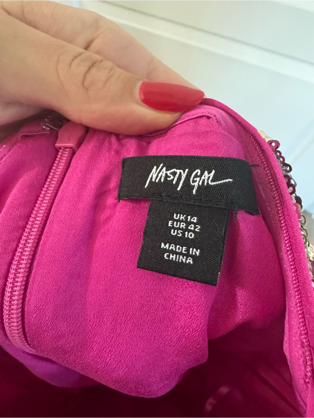 Nasty Gal Hot Pink Satin Dress with Zipper Detail - Picture 4 of 4